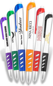 Pens: Silver Ribby Grippy Pens